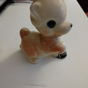 Adorable Ceramic Puppy Figurine - Cream and Tan